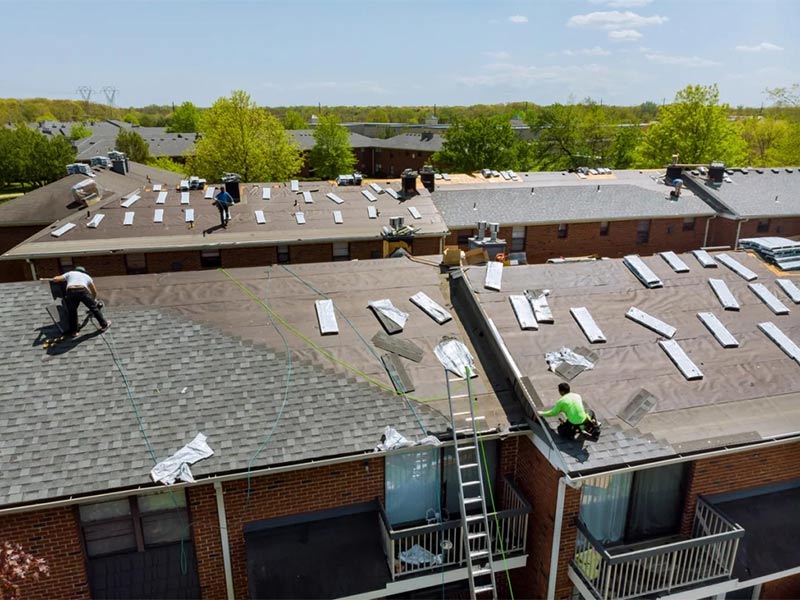 Large steep roof after replacement completion