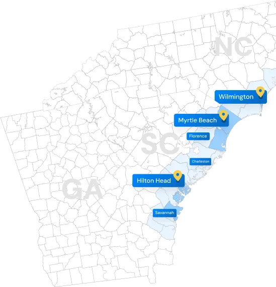 Monarch Roofing service area map