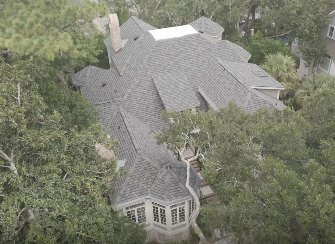 asphalt shingle new roof on residential home