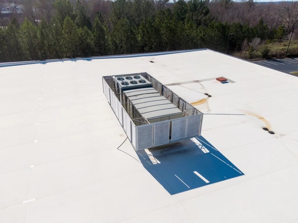 A white coated larger commercial roof