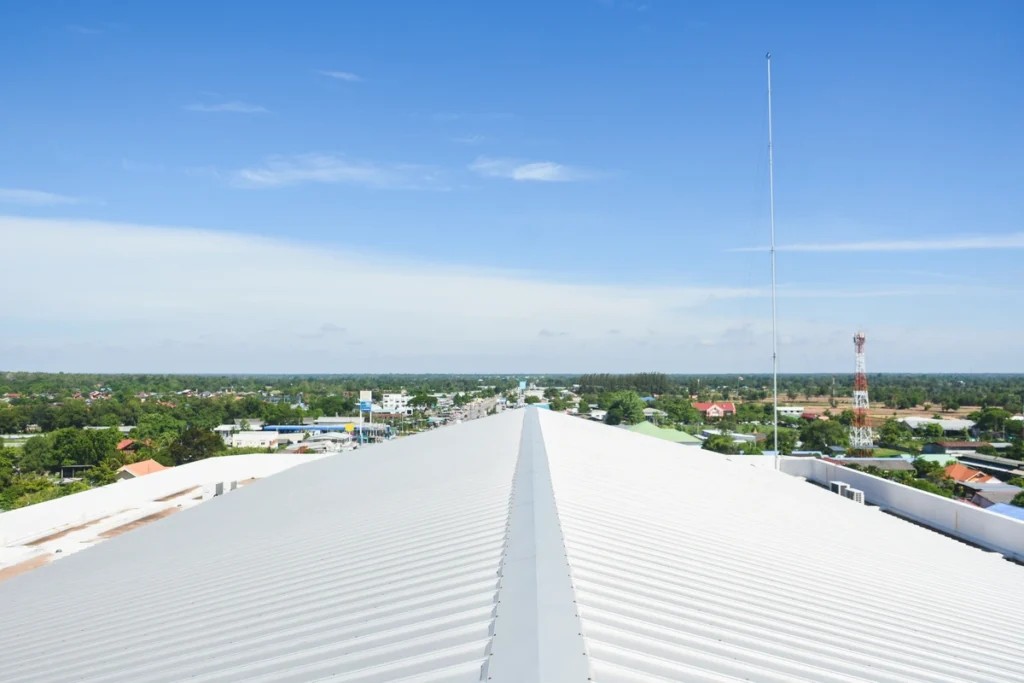 A large white color metal roof